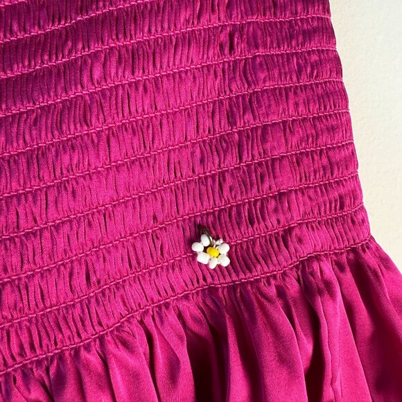 Natural Life Smocked Waist Satin Shorts Magenta Size SM Festival Hippie Boho - Picture 5 of 7